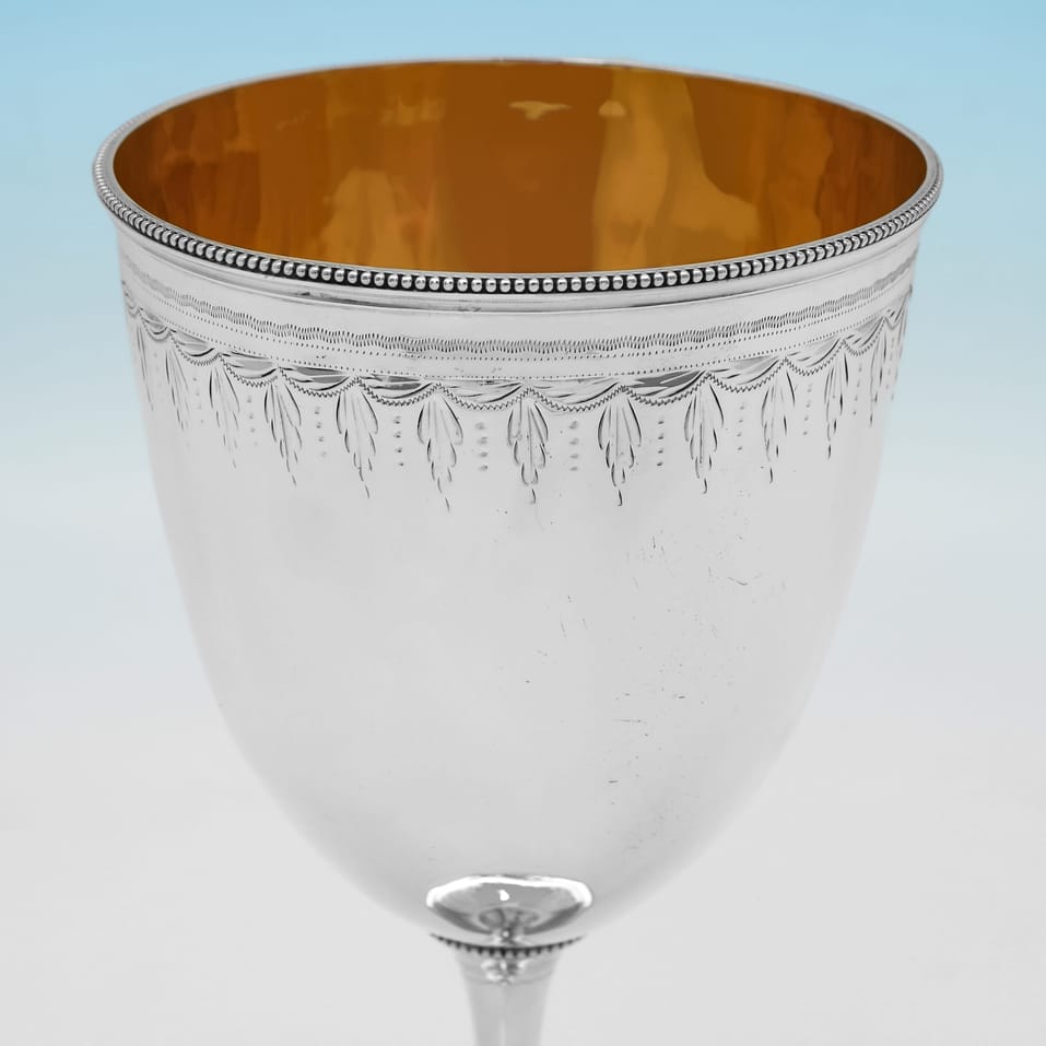 Antique Sterling Silver Goblet - Joseph Braham & A. Barrett & Sons, hallmarked in 1862 London - Victorian - Image 2