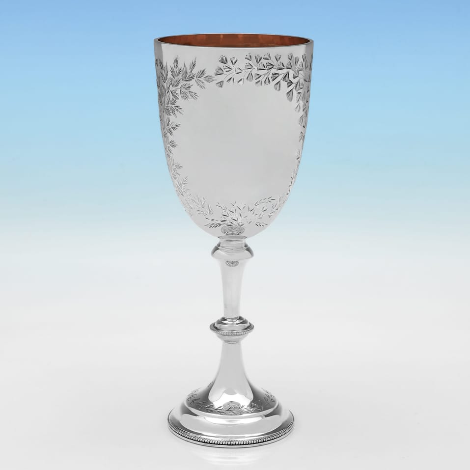 Antique Sterling Silver Goblet - Charles Boyton, hallmarked in 1890 London - Victorian