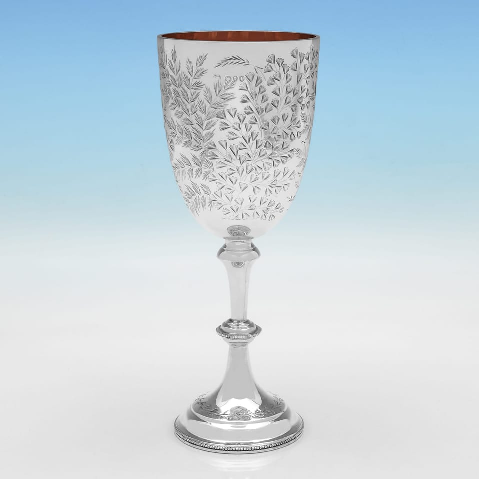 Antique Sterling Silver Goblet - Charles Boyton, hallmarked in 1890 London - Victorian - Image 2