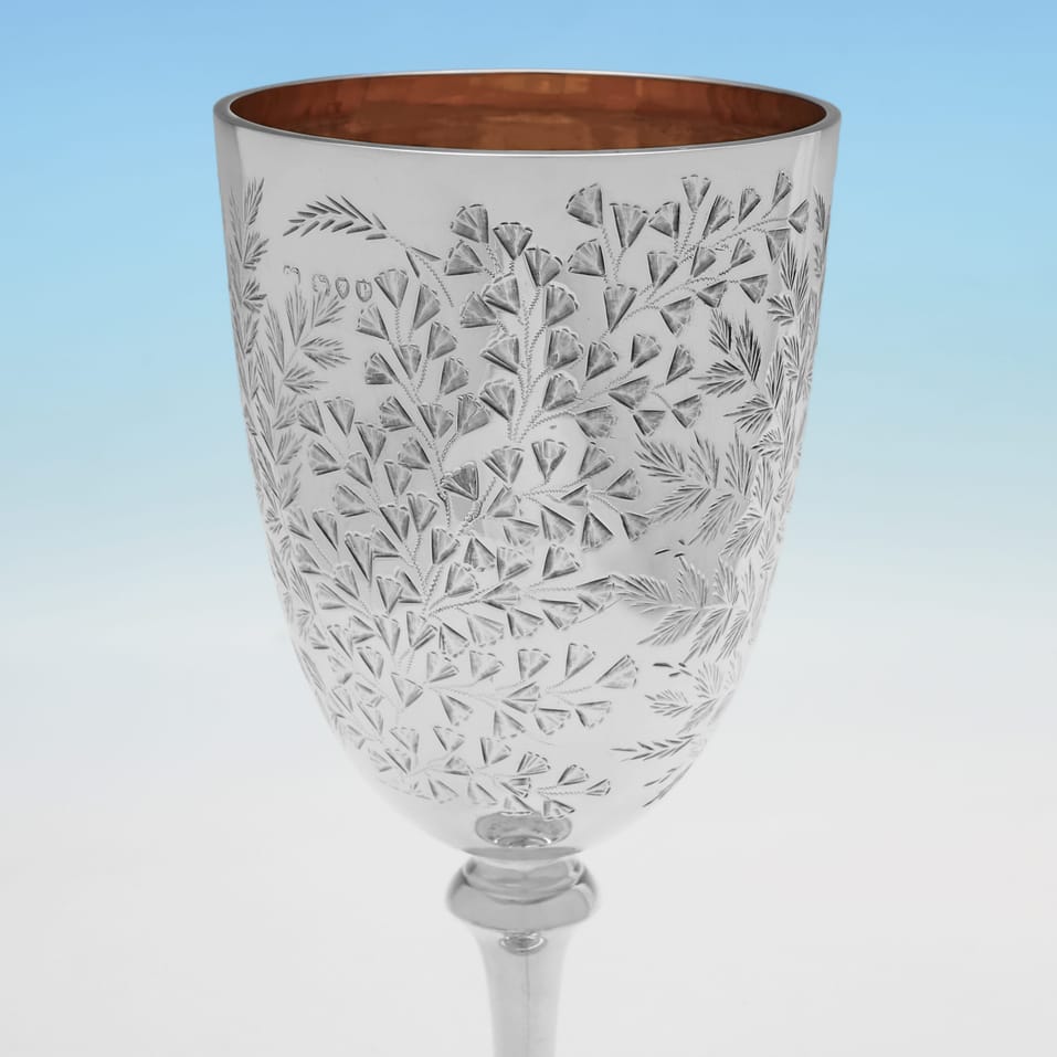 Antique Sterling Silver Goblet - Charles Boyton, hallmarked in 1890 London - Victorian - Image 3