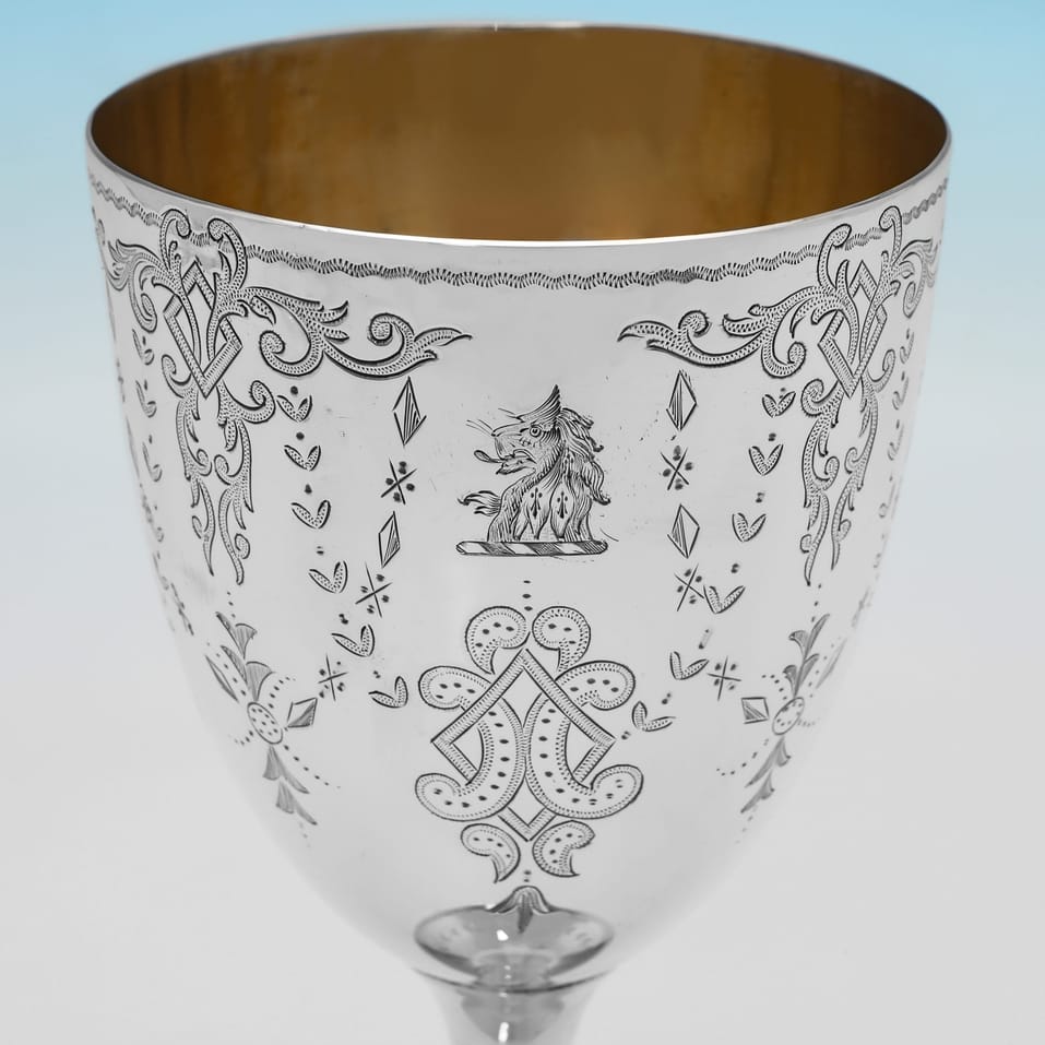 Antique Sterling Silver Goblet - Fenton Brothers Ltd., hallmarked in 1869 Sheffield - Victorian - Image 3