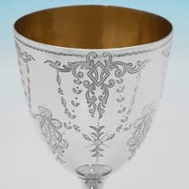 Antique Sterling Silver Goblet - Fenton Brothers Ltd., hallmarked in 1869 Sheffield - Victorian - Thumbnail 4