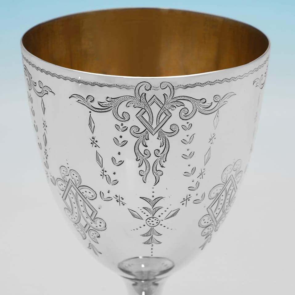 Antique Sterling Silver Goblet - Fenton Brothers Ltd., hallmarked in 1869 Sheffield - Victorian - Image 4
