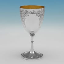 Antique Sterling Silver Goblet - George Unite, hallmarked in 1869 Birmingham - Victorian - Thumbnail 1