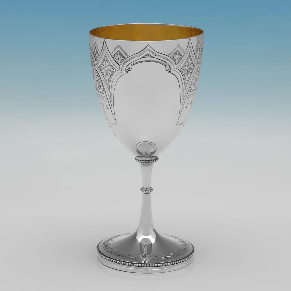 Antique Sterling Silver Goblet - George Unite, hallmarked in 1869 Birmingham - Victorian