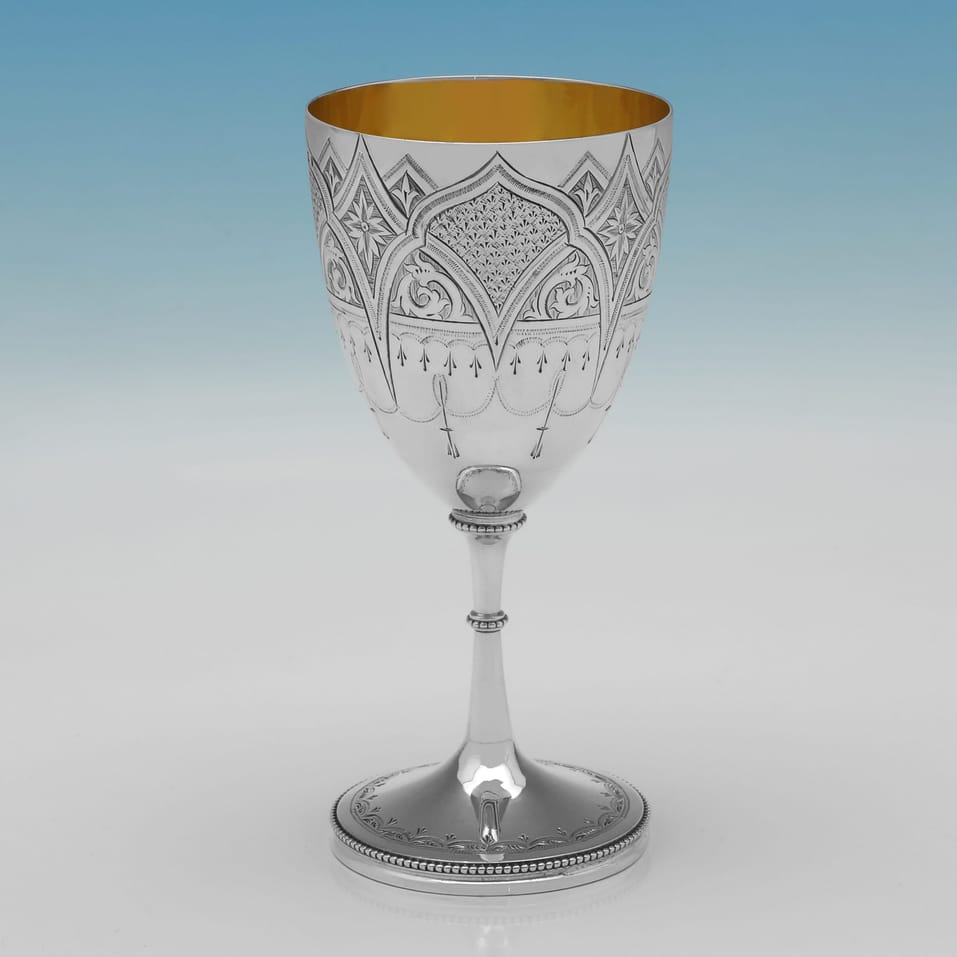 Antique Sterling Silver Goblet - George Unite, hallmarked in 1869 Birmingham - Victorian - Image 2