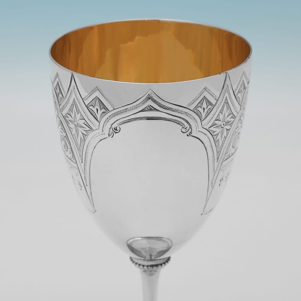 Antique Sterling Silver Goblet - George Unite, hallmarked in 1869 Birmingham - Victorian - Image 3