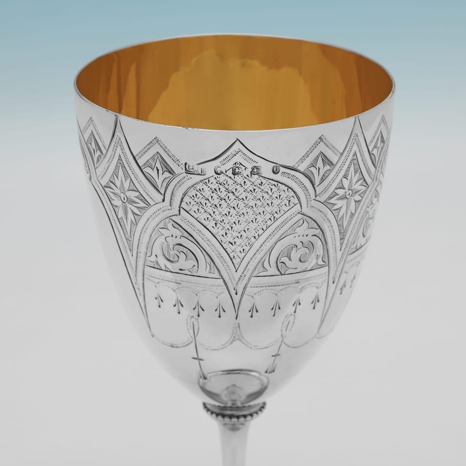 Antique Sterling Silver Goblet - George Unite, hallmarked in 1869 Birmingham - Victorian - Image 4