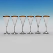 Sterling Silver Set of 6 Goblets - hallmarked in 1975 Sheffield - Elizabeth II - Thumbnail 2