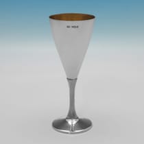 Sterling Silver Set of 6 Goblets - hallmarked in 1975 Sheffield - Elizabeth II - Thumbnail 3