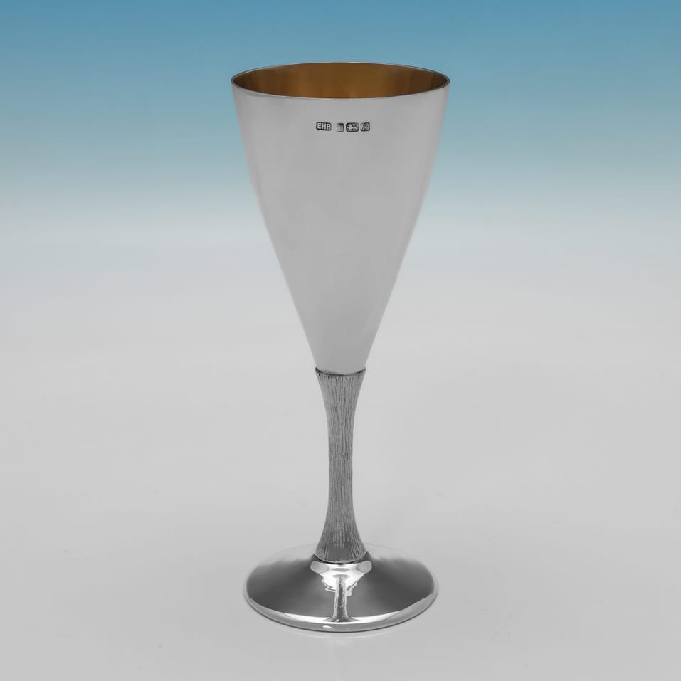 Sterling Silver Set of 6 Goblets - hallmarked in 1975 Sheffield - Elizabeth II - Image 3