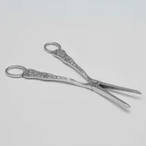 Antique Sterling Silver Pair of Bacchanalian Grape shears - Henry John Lias & Son, hallmarked in 1874 London - Victorian - Thumbnail 2