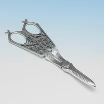 Antique Sterling Silver Pair of Aesthetic Period Grape Shears - Francis Higgins, hallmarked in 1893 London - Victorian - Thumbnail 1