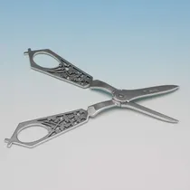 Antique Sterling Silver Pair of Aesthetic Period Grape Shears - Francis Higgins, hallmarked in 1893 London - Victorian - Thumbnail 3