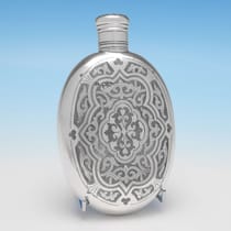 Antique Sterling Silver Hip Flask - Thomas Johnson, hallmarked in 1875 London - Victorian - Thumbnail 2