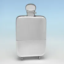 Antique Sterling Silver Hip Flask - Mappin & Webb, hallmarked in 1916 London - George V - Thumbnail 2