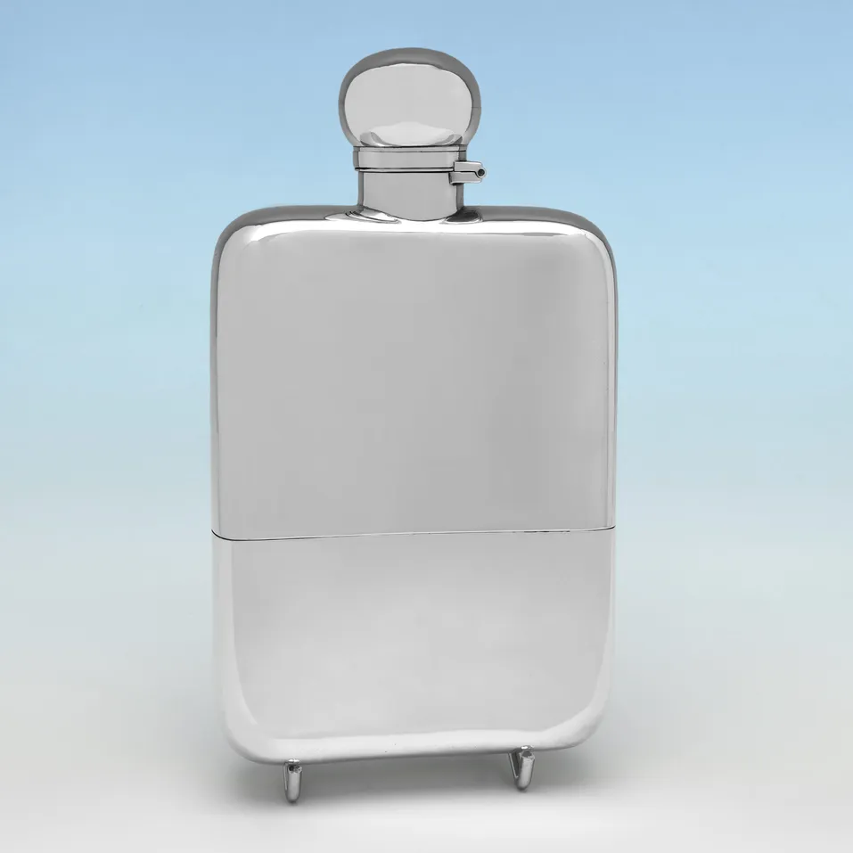 Antique Sterling Silver Hip Flask - Mappin & Webb, hallmarked in 1916 London - George V - Image 2