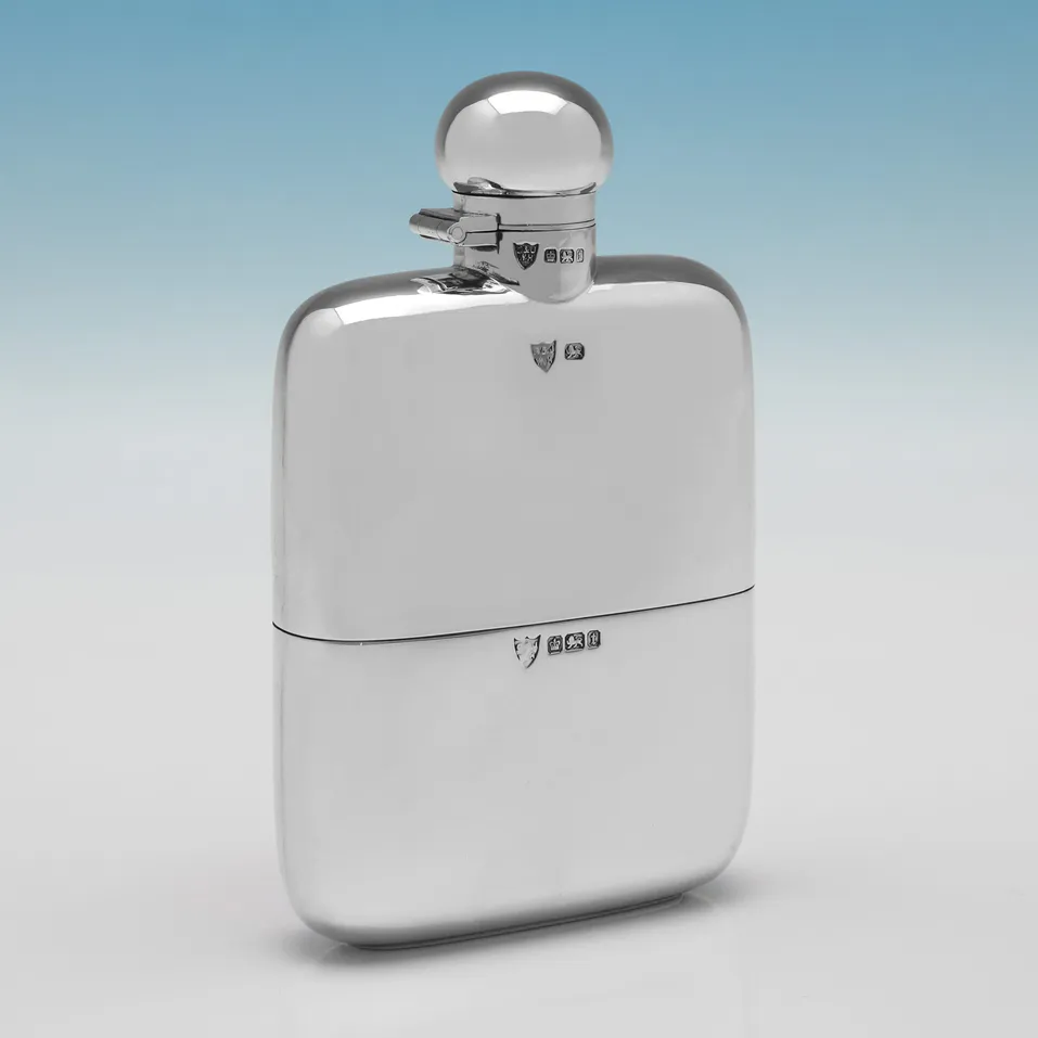 Antique Sterling Silver Hip Flask - G. & J. W. Hawksley Ltd., hallmarked in 1911 Sheffield - George V