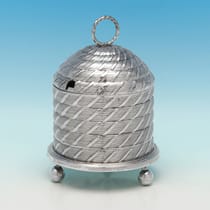 Antique Sterling Silver & Glass Honey Skep - Thomas Lamborn, hallmarked in 1810 Sheffield - Regency - Thumbnail 1