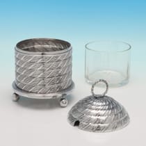 Antique Sterling Silver & Glass Honey Skep - Thomas Lamborn, hallmarked in 1810 Sheffield - Regency - Thumbnail 2