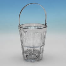 Sterling Silver & Glass Ice Bucket - Goldsmiths & Silversmiths Co., hallmarked in 1934 London - George V - Thumbnail 1