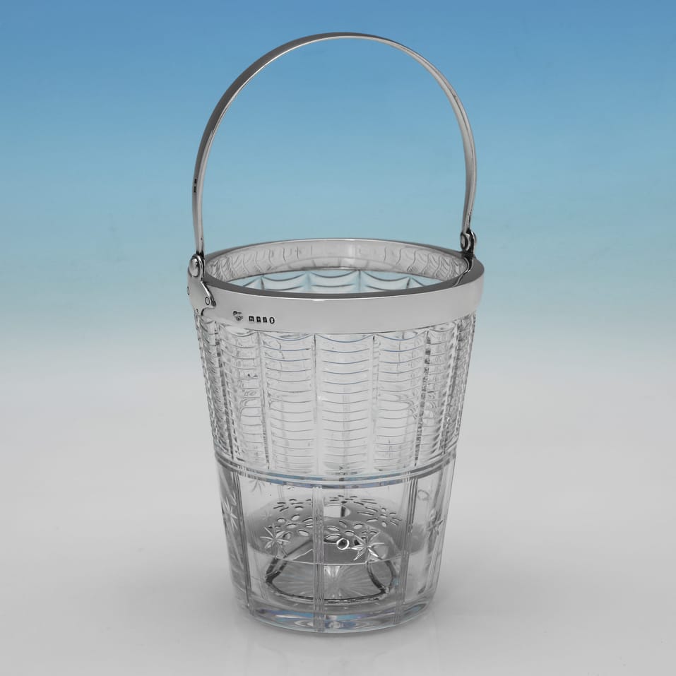 Sterling Silver & Glass Ice Bucket - Goldsmiths & Silversmiths Co., hallmarked in 1934 London - George V