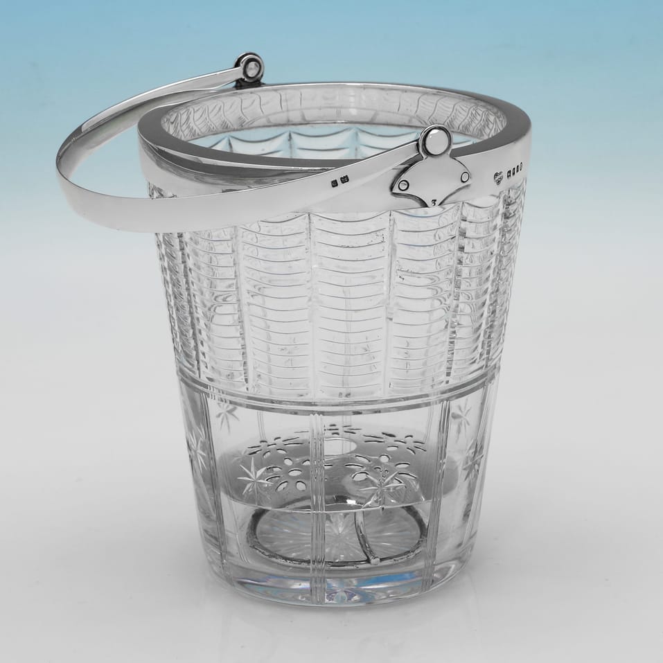 Sterling Silver & Glass Ice Bucket - Goldsmiths & Silversmiths Co., hallmarked in 1934 London - George V - Image 2
