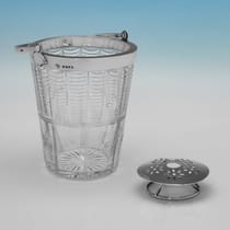 Sterling Silver & Glass Ice Bucket - Goldsmiths & Silversmiths Co., hallmarked in 1934 London - George V - Thumbnail 3