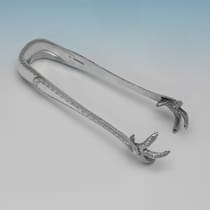 Antique Sterling Silver Pair of Ice Tongs - Martin, Hall & Co., hallmarked in 1883 Sheffield - Victorian - Thumbnail 2