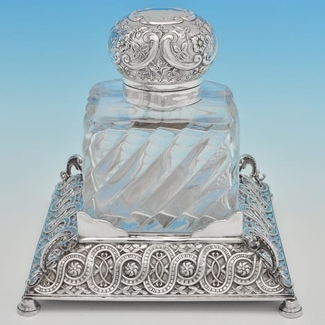 Antique Sterling Silver Ink Stand - J. N. Mappin Hallmarked In 1893 London - Victorian - Image 1