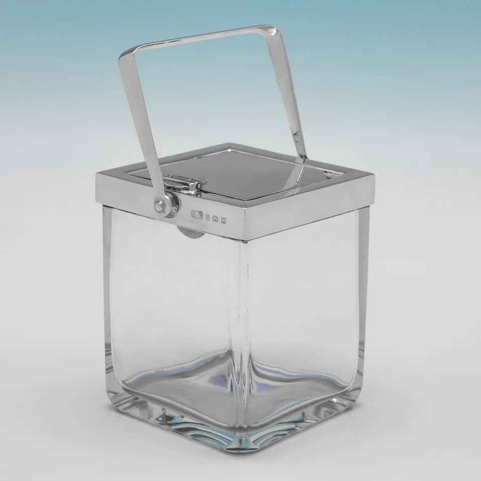 Antique Sterling Silver & Glass Jam Pot - Richard Burbridge, hallmarked in 1911 Birmingham - George V