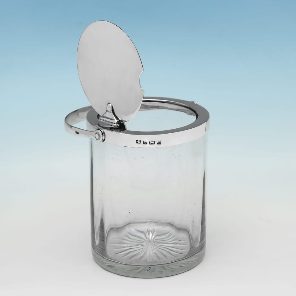 Antique Sterling Silver & Glass Jam Pot - Hukin & Heath, hallmarked in 1922 Birmingham - George V - Image 3