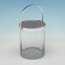 Antique Sterling Silver & Glass Jam Pot - Heath & Middleton, hallmarked in 1908 Birmingham - Edwardian - Thumbnail 1
