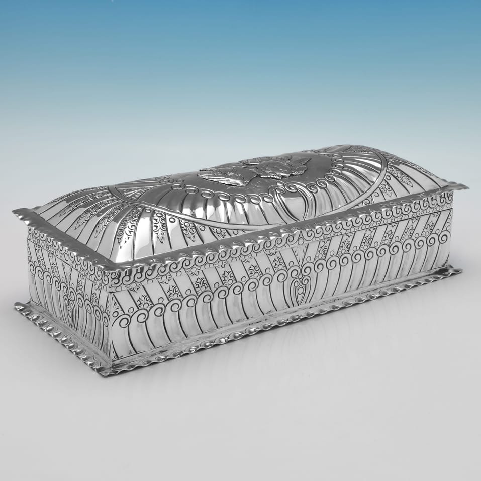 Antique Sterling Silver 'Reynolds Angels' Jewellery Box - John Newton Mappin, hallmarked in 1889 London - Victorian