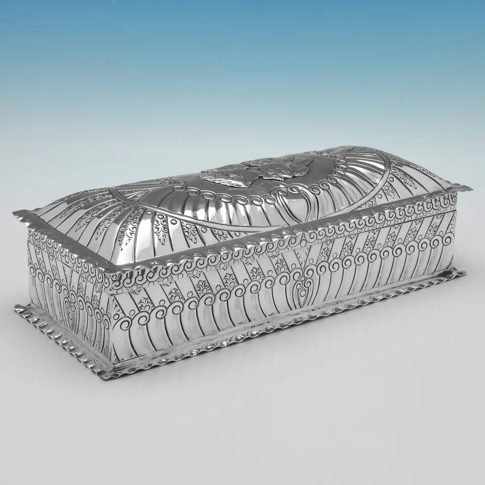 Antique Sterling Silver 'Reynolds Angels' Jewellery Box - John Newton Mappin, hallmarked in 1889 London - Victorian
