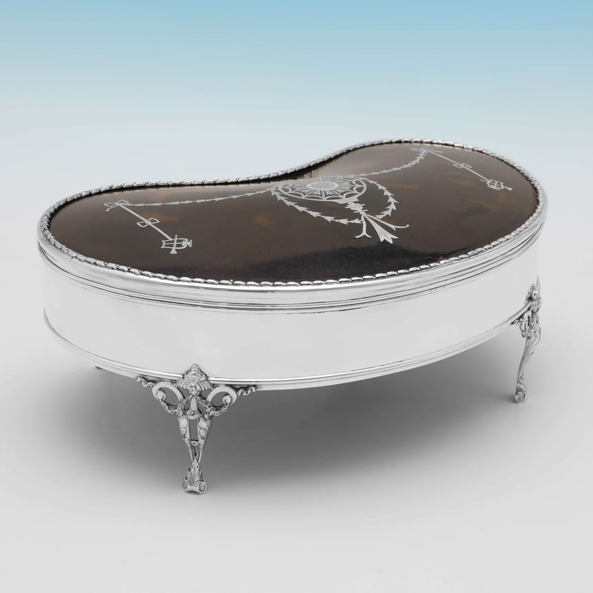 Antique Sterling Silver Jewellery Box - William Comyns Hallmarked In 1911 London - George V - Image 1