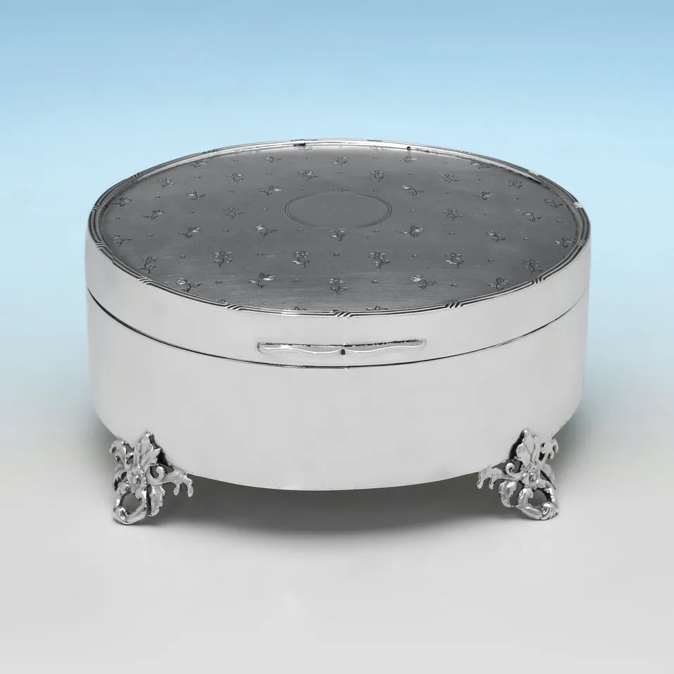 Antique Sterling Silver Jewellery Box - E. S. Barnsley & Co., hallmarked in 1910 Birmingham - George V - Image 1