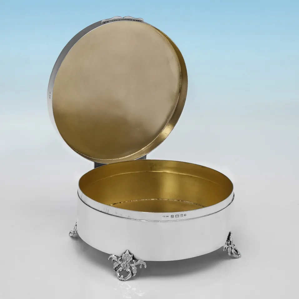 Antique Sterling Silver Jewellery Box - E. S. Barnsley & Co., hallmarked in 1910 Birmingham - George V - Image 3