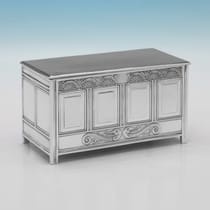 Antique Sterling Silver Jewellery Box - Thomas Bradbury, hallmarked in 1923 Sheffield - George V - Thumbnail 1