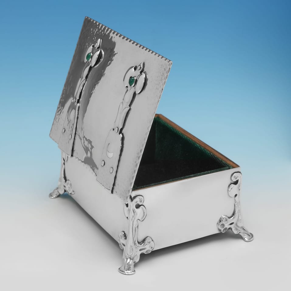 Antique Sterling Silver Jewellery Box - William Hutton & Sons Ltd., hallmarked in 1902 London - Edwardian - Image 4