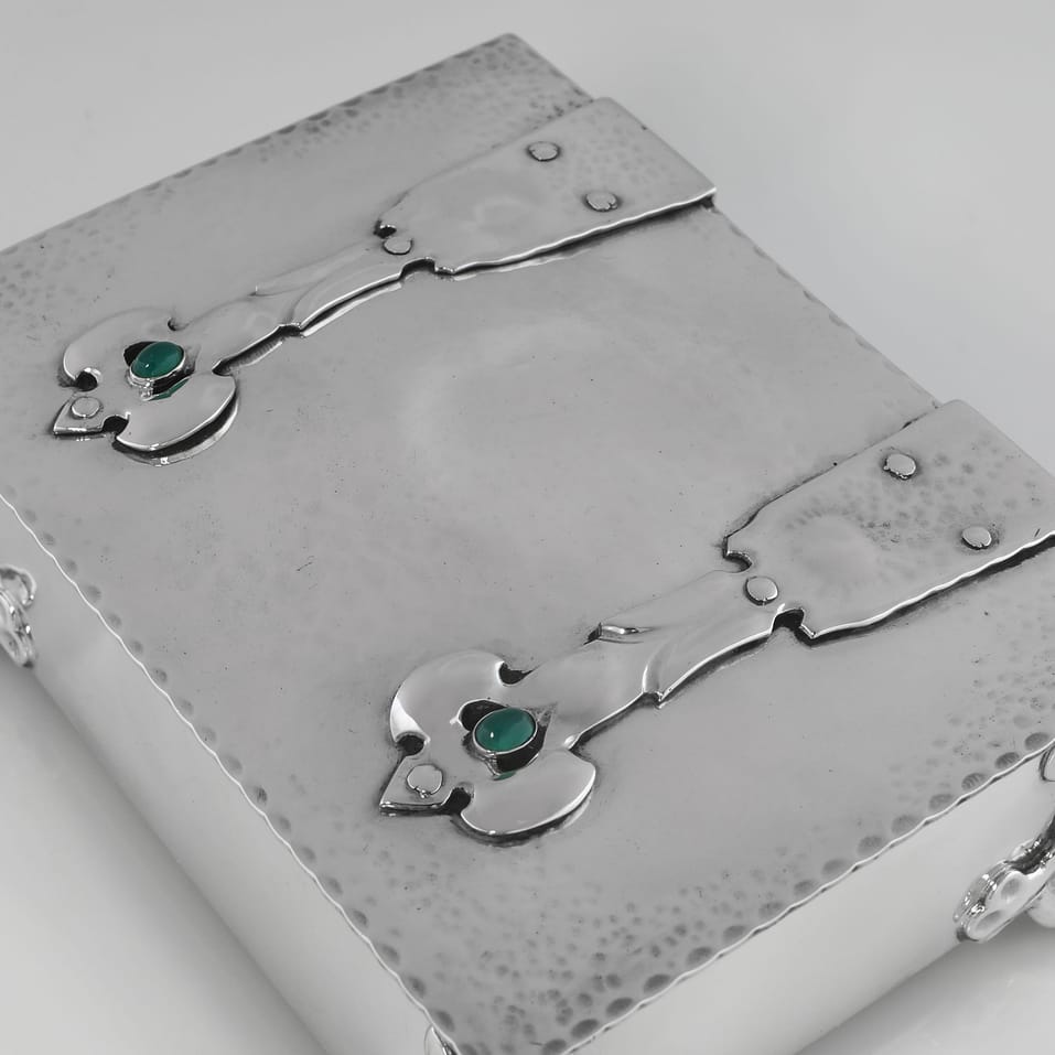 Antique Sterling Silver Jewellery Box - William Hutton & Sons Ltd., hallmarked in 1902 London - Edwardian - Image 5