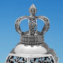 Antique Sterling Silver Pair of Rimonim - hallmarked in 1922 London - George V - Thumbnail 3
