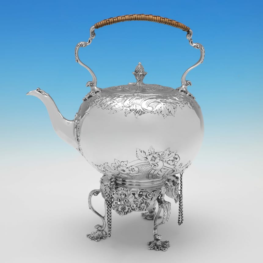 Antique Sterling Silver Kettle - Daniel & Charles Houle Hallmarked In 1882 London - Victorian - Image 5
