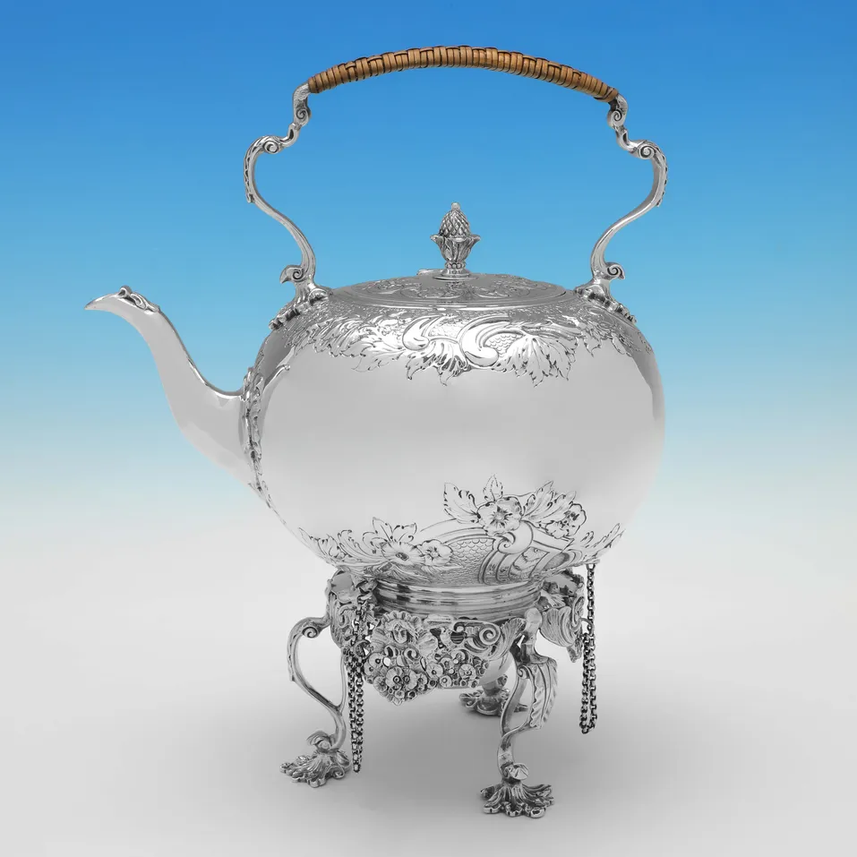 Antique Sterling Silver Kettle - Daniel & Charles Houle, hallmarked in 1882 London - Victorian