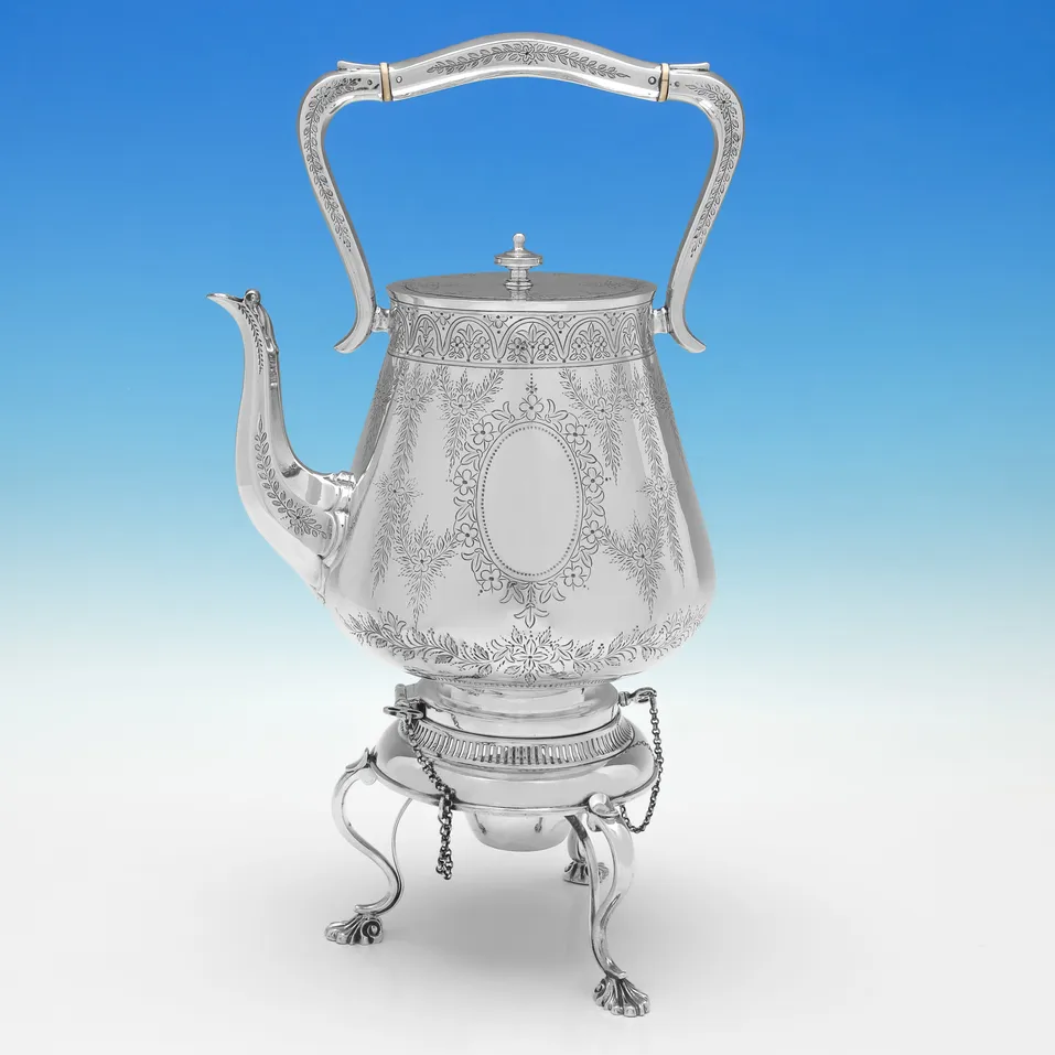 Antique Sterling Silver Kettle - Edward Hutton, hallmarked in 1881 London - Victorian - Image 1