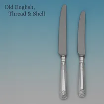 Sterling Silver Set Of Knives. Old English, Thread & Shell Pattern. - Thumbnail 8