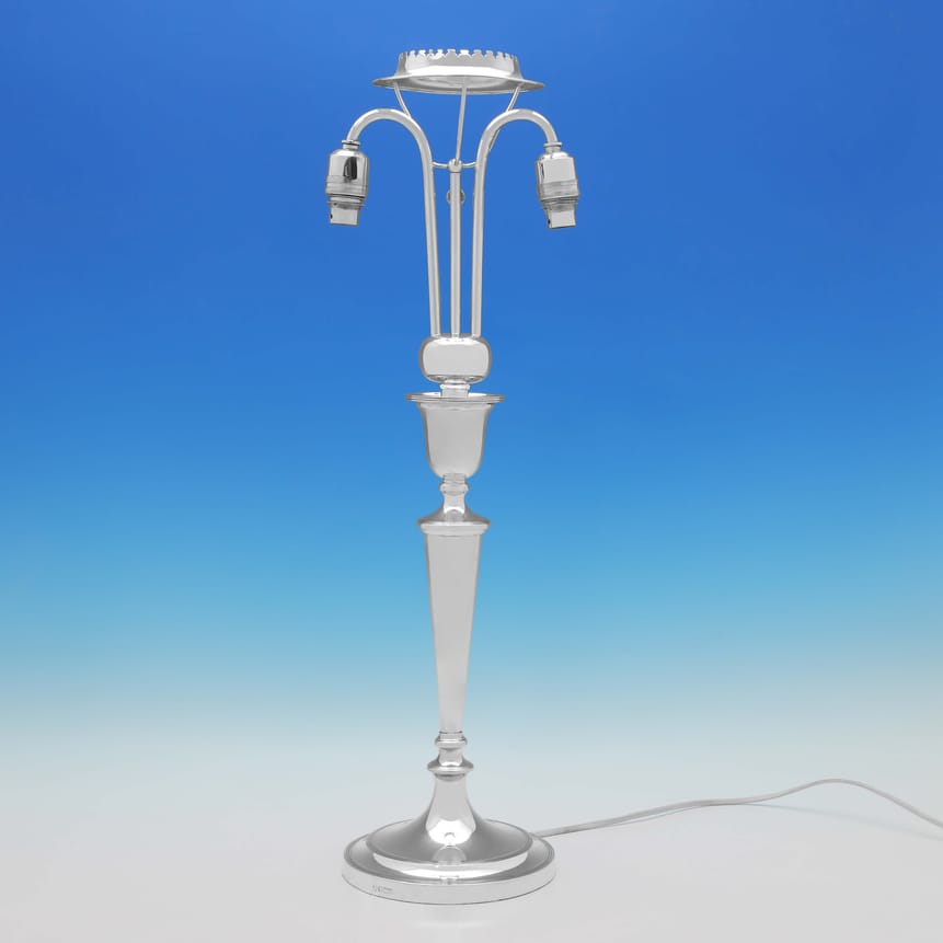 Antique Sterling Silver Electric Floor Lamp - Hawksworth Eyres & Co. Hallmarked In 1899 Sheffield - Victorian - Image 1