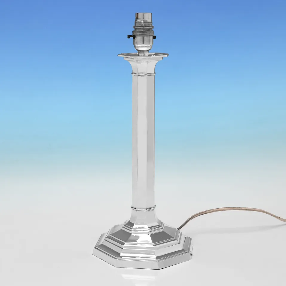 Antique Sterling Silver Lamp - Elkington & Co., hallmarked in 1907 Sheffield - Edwardian