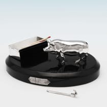 Antique Sterling Silver Pig and Trough Match Strike - Joseph Braham, hallmarked in 1885 London - Victorian - Thumbnail 2