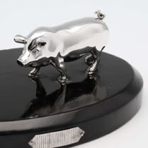 Antique Sterling Silver Pig and Trough Match Strike - Joseph Braham, hallmarked in 1885 London - Victorian - Thumbnail 3